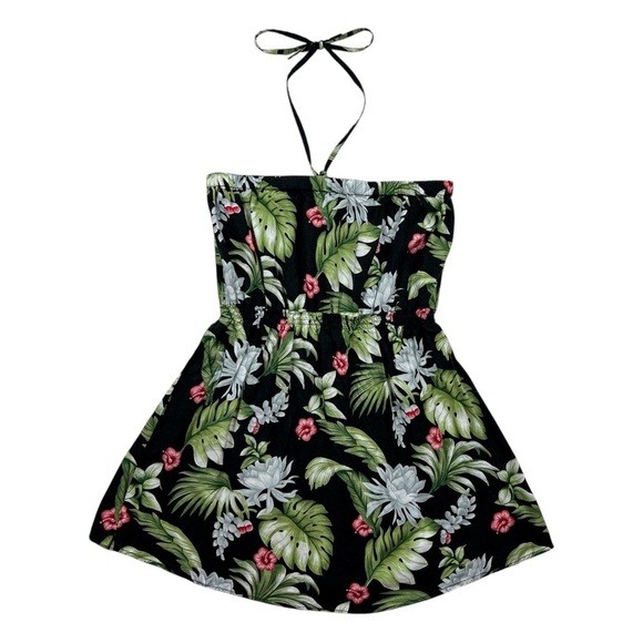 Y2K Tropical Print Babydoll Halter Top - Picture 1 of 7